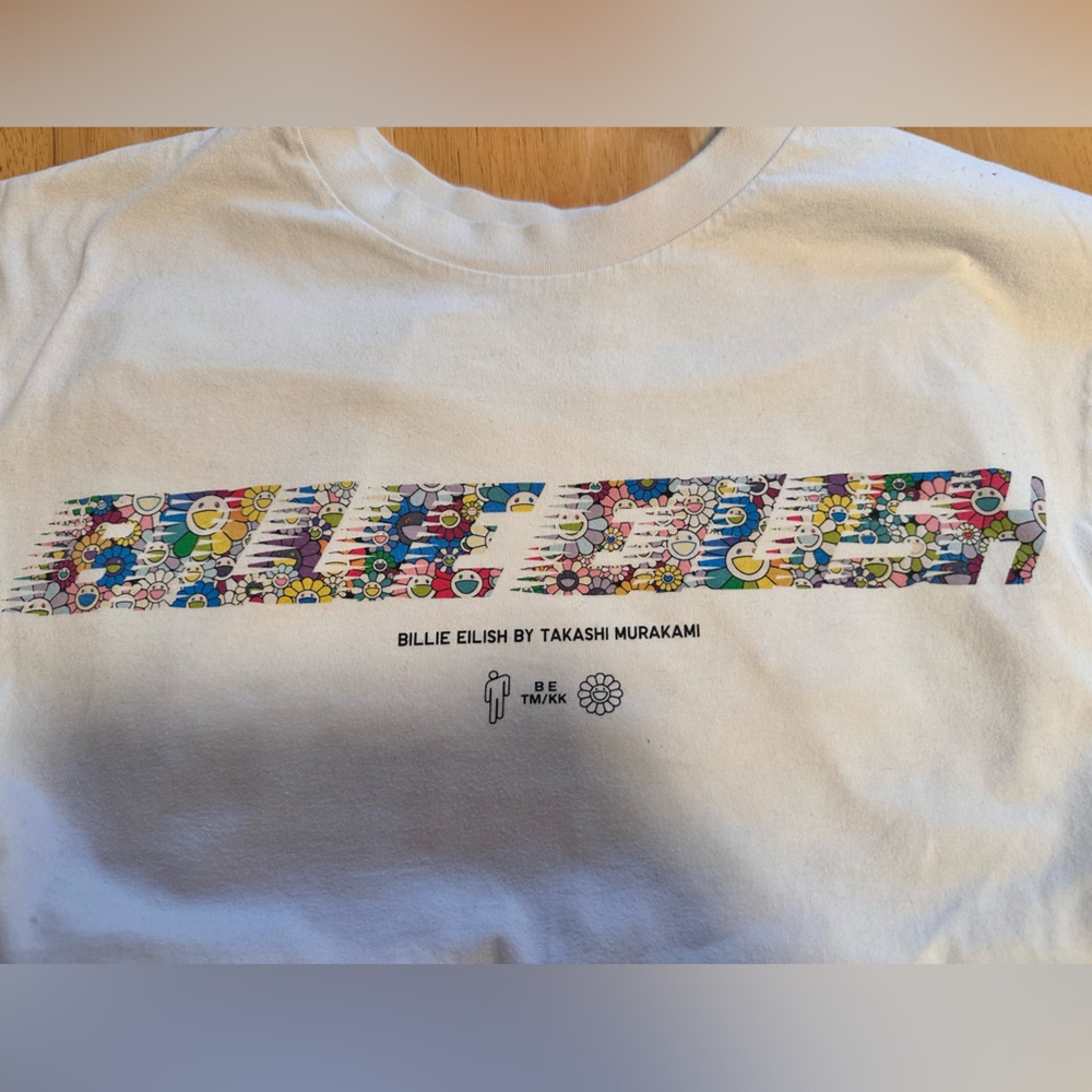 Uniqlo White Graphic Tee - Billie Eilish by Takashi Murakami